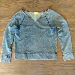Cloth & Stone Cropped Sweatshirt Blue Wash Size Small